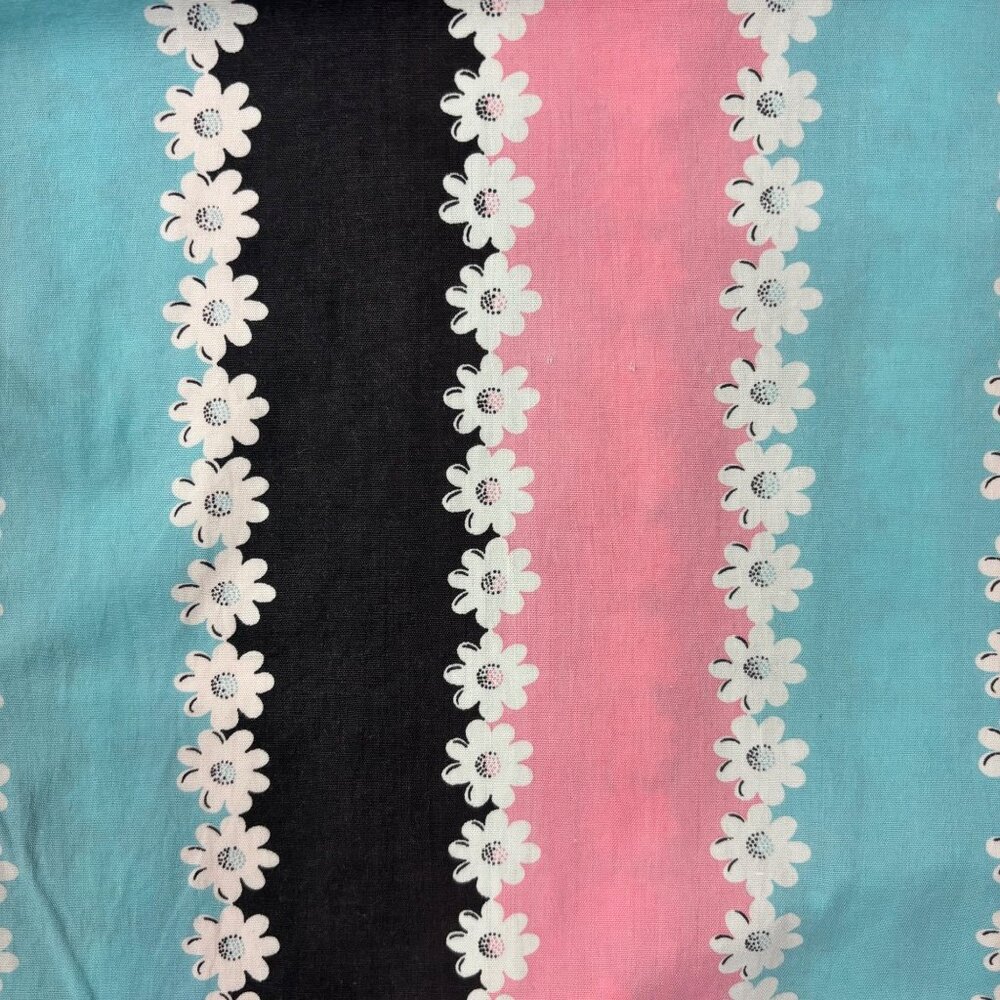 Vintage 50s Floral Skirt Women's Extra Small Pink Blue Cotton Print High Waist - Picture 4 of 10